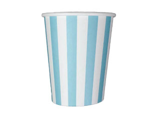 18 Pcs Paper Cups Stripe Blue