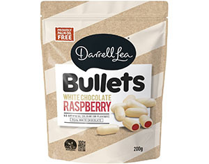 Darrell Lea Bullets White Choc Raspberry 200g