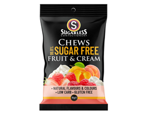 Sugarless Fruit and Cream Chews 70g